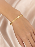 Heart Bangle Bracelet, 18K Gold Plated with Crystal Accents | Saphir