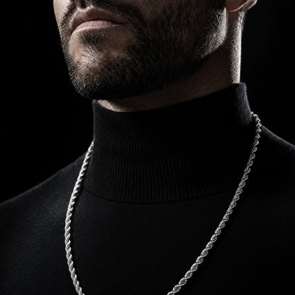 Rope chain necklace on-model lifestyle shot