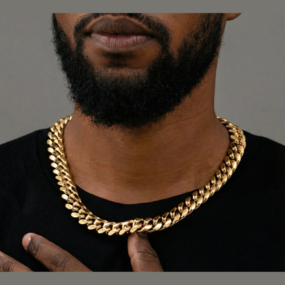 Miami Cuban link chain on-model detail