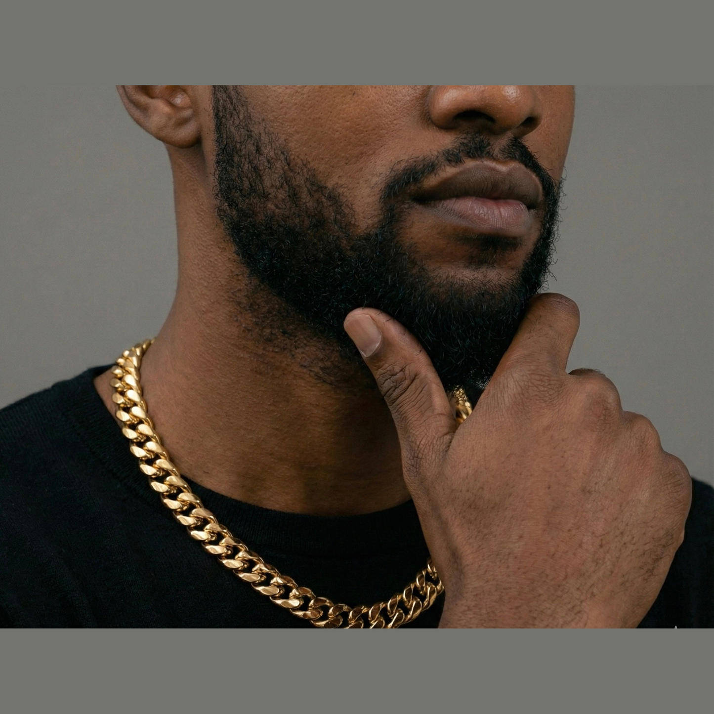 Miami Cuban link chain on-model detail