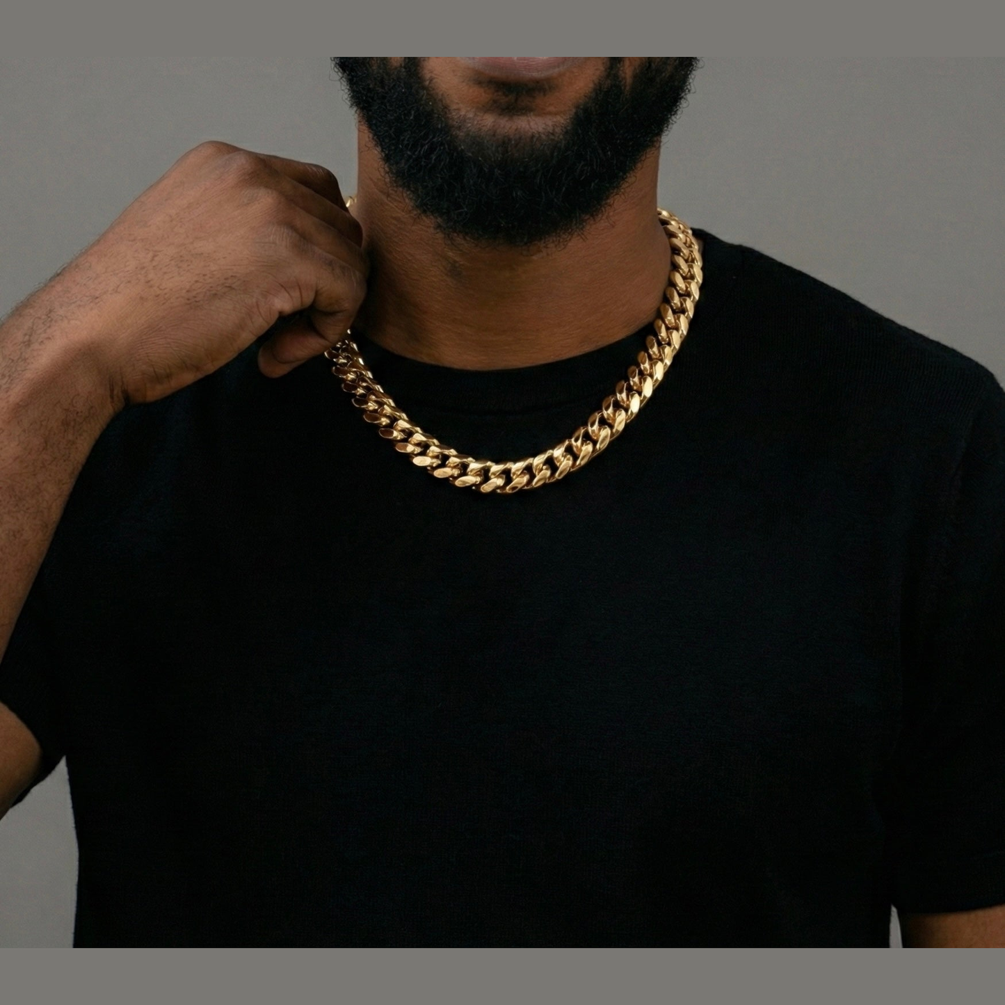 Miami Cuban link chain on-model detail