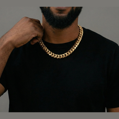 Miami Cuban link chain on-model detail