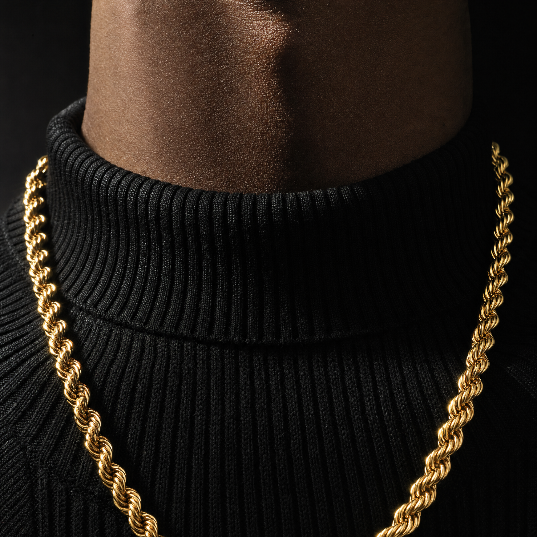 Rope chain necklace on-model lifestyle shot