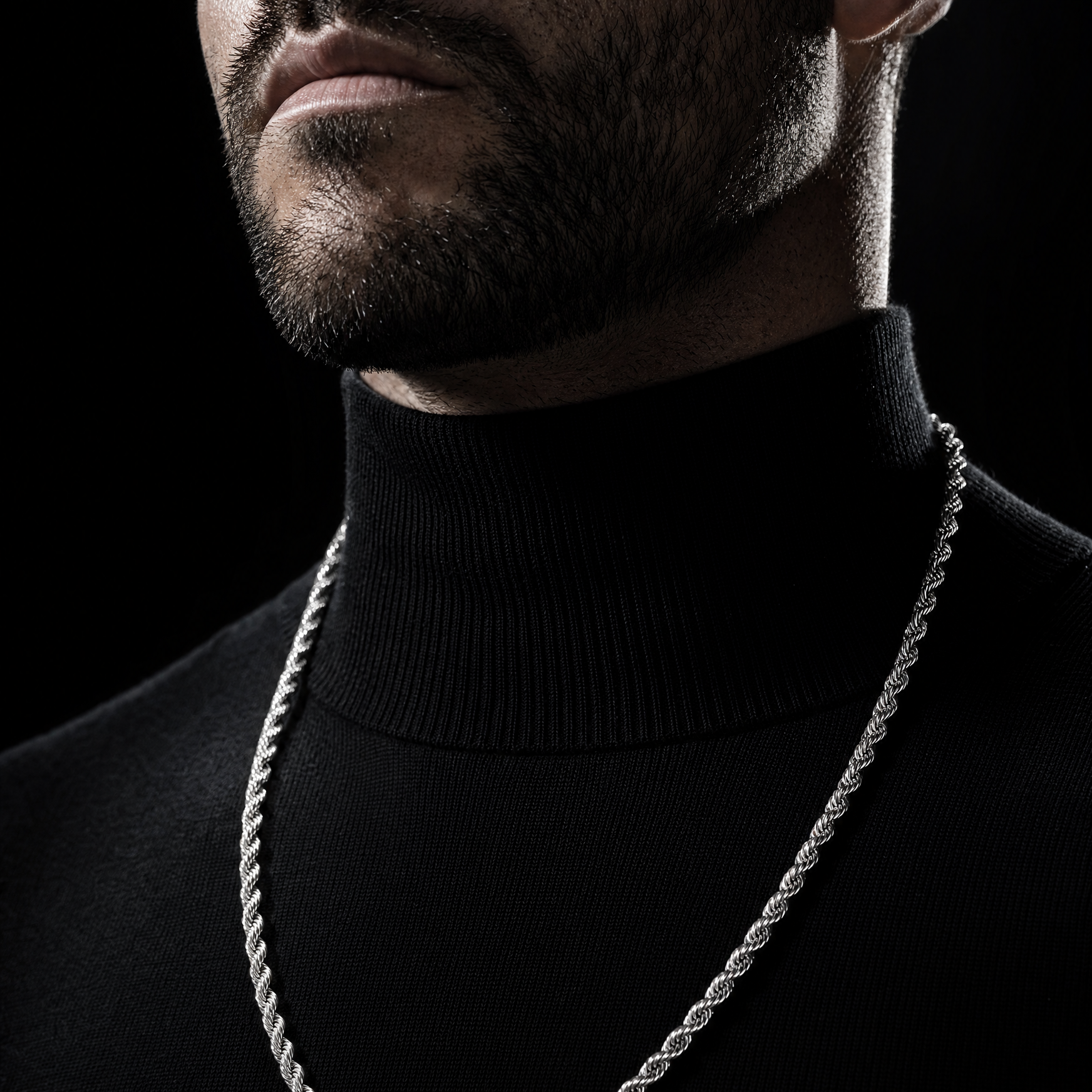 Rope chain necklace on-model lifestyle shot